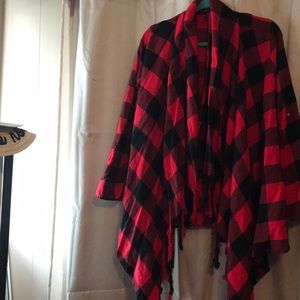 Rue 21 Cardigan Red and Black Plad